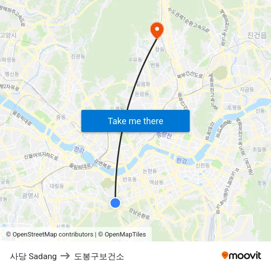 사당 Sadang to 도봉구보건소 map