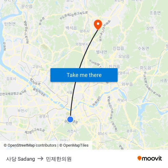 사당 Sadang to 민제한의원 map