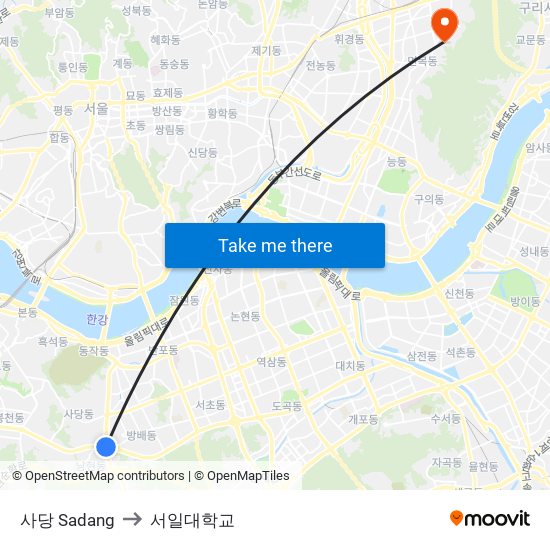 사당 Sadang to 서일대학교 map