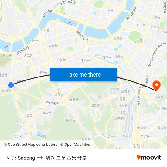 사당 Sadang to 위례고운초등학교 map