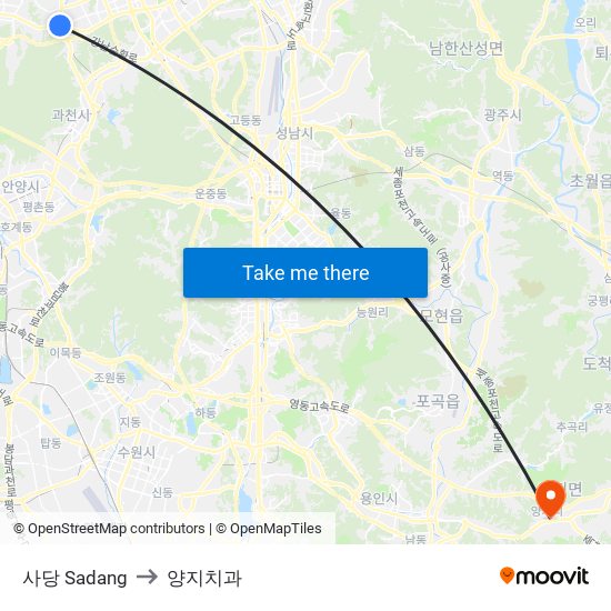 사당 Sadang to 양지치과 map