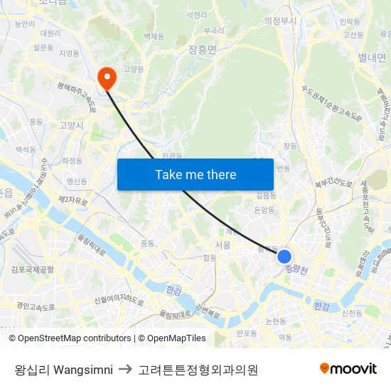 왕십리 Wangsimni to 고려튼튼정형외과의원 map