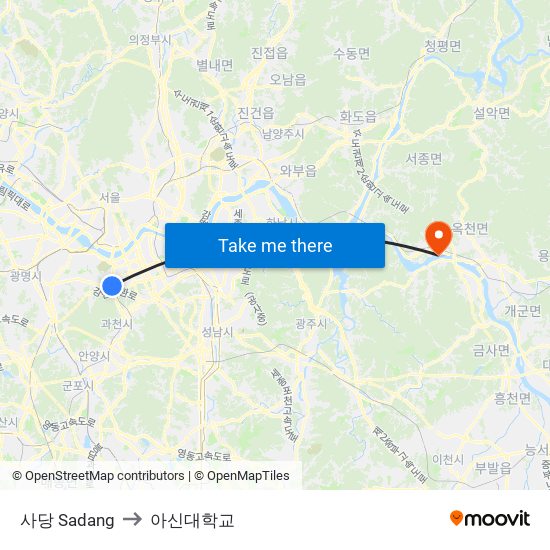 사당 Sadang to 아신대학교 map