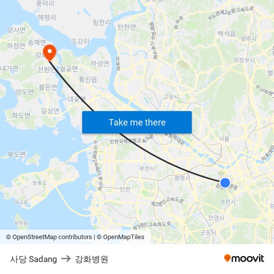 사당 Sadang to 강화병원 map