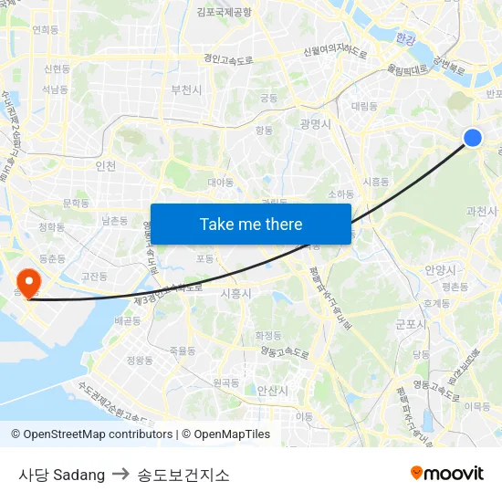 사당 Sadang to 송도보건지소 map