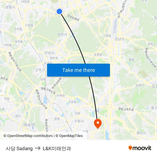 사당 Sadang to L&K미래안과 map