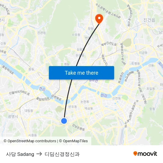 사당 Sadang to 디딤신경정신과 map