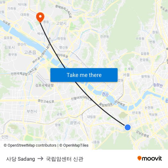 사당 Sadang to 국립암센터 신관 map