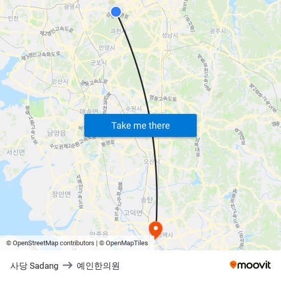 사당 Sadang to 예인한의원 map