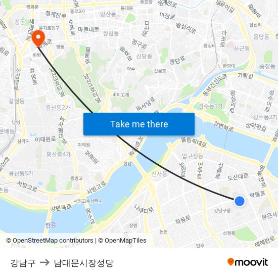 강남구 to 남대문시장성당 map