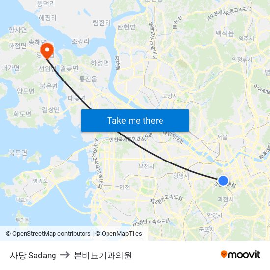 사당 Sadang to 본비뇨기과의원 map