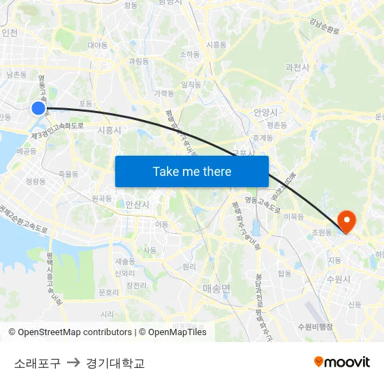 소래포구 to 경기대학교 map