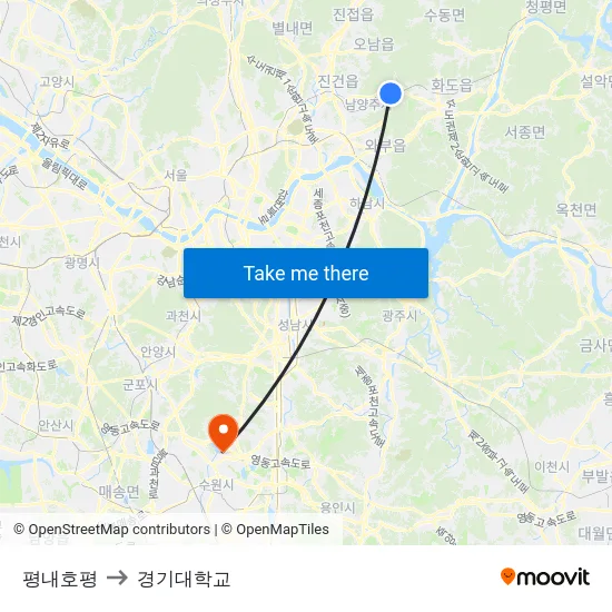 평내호평 to 경기대학교 map