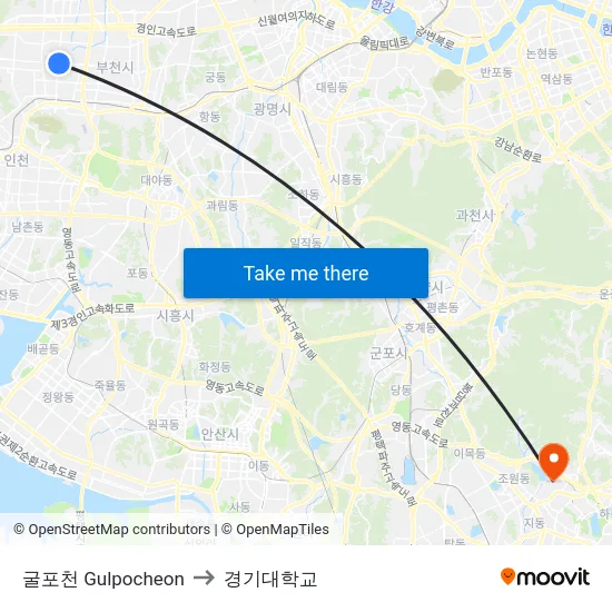 굴포천 Gulpocheon to 경기대학교 map