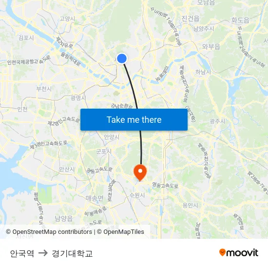안국역 to 경기대학교 map