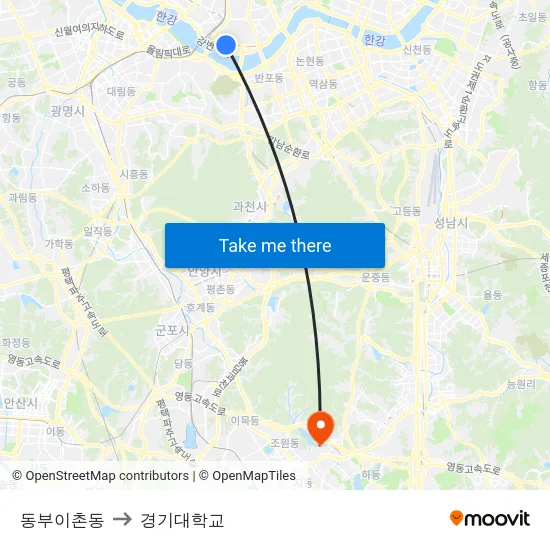동부이촌동 to 경기대학교 map