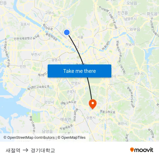 새절역 to 경기대학교 map