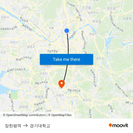 장한평역 to 경기대학교 map