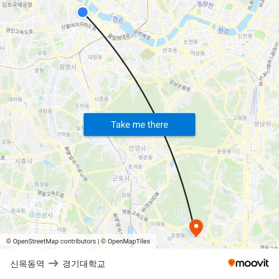 신목동역 to 경기대학교 map