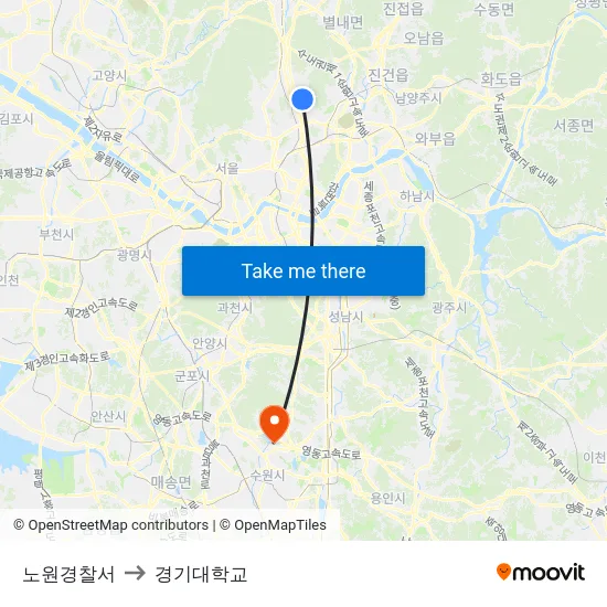 노원경찰서 to 경기대학교 map