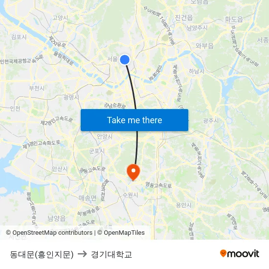 동대문(흥인지문) to 경기대학교 map
