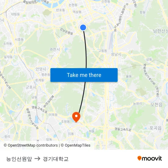 능인선원앞 to 경기대학교 map