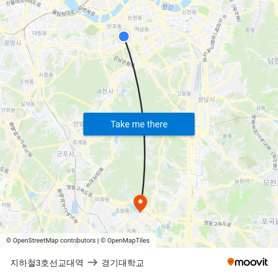 지하철3호선교대역 to 경기대학교 map
