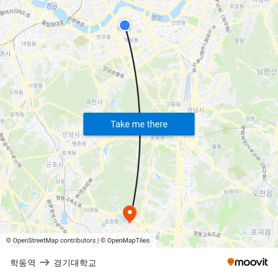 학동역 to 경기대학교 map
