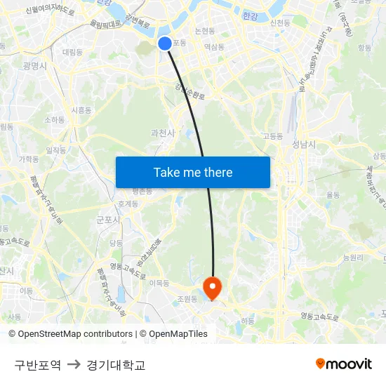 구반포역 to 경기대학교 map