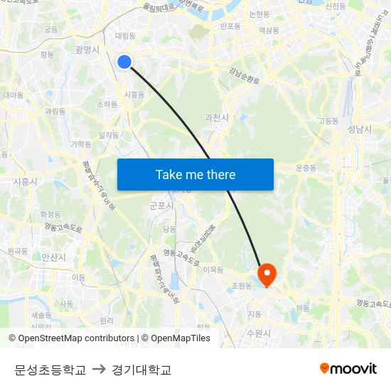 문성초등학교 to 경기대학교 map