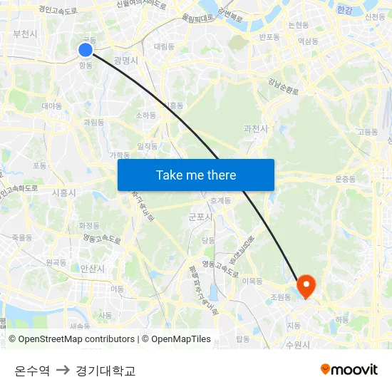 온수역 to 경기대학교 map