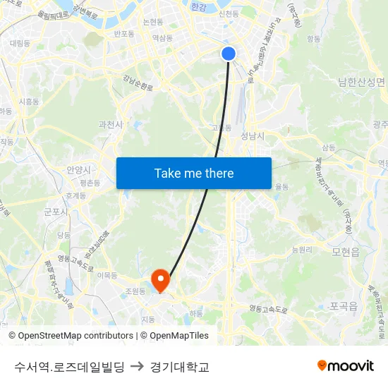 수서역.로즈데일빌딩 to 경기대학교 map