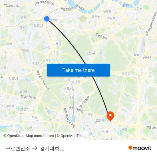 구로변전소 to 경기대학교 map