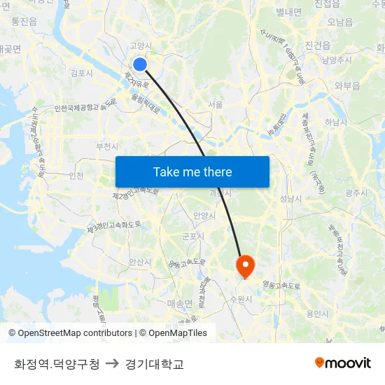 화정역.덕양구청 to 경기대학교 map