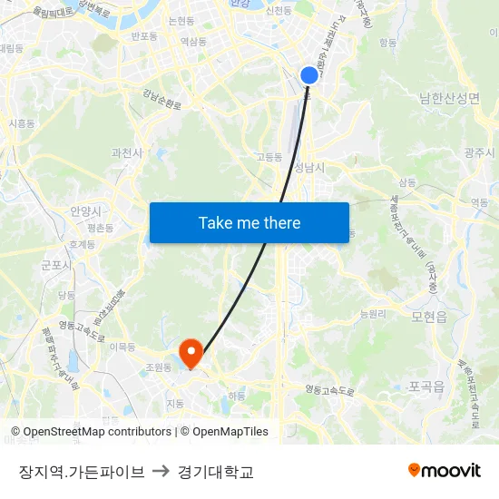 장지역.가든파이브 to 경기대학교 map