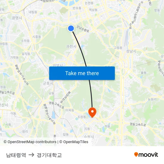 남태령역 to 경기대학교 map