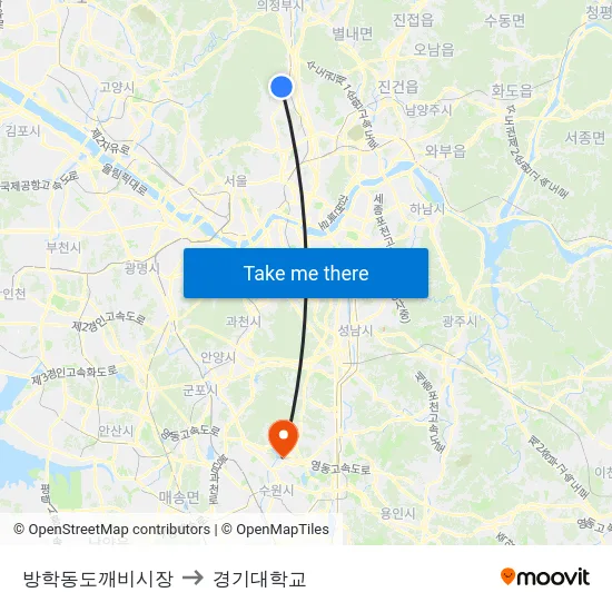 방학동도깨비시장 to 경기대학교 map