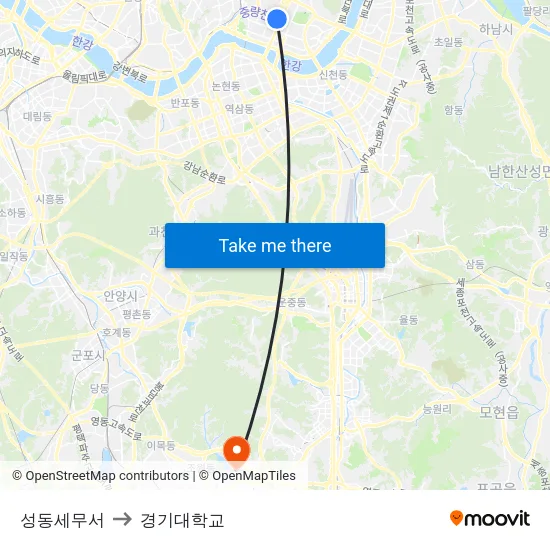 성동세무서 to 경기대학교 map