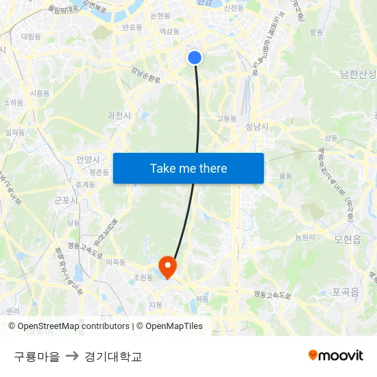 구룡마을 to 경기대학교 map