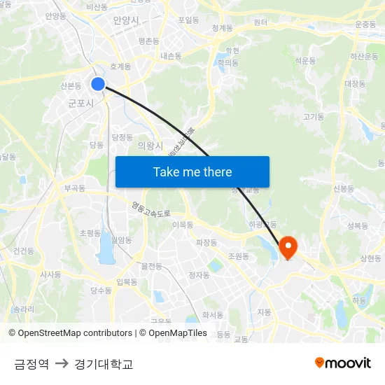 금정역 to 경기대학교 map