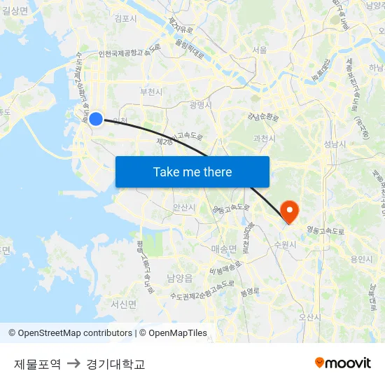 제물포역 to 경기대학교 map