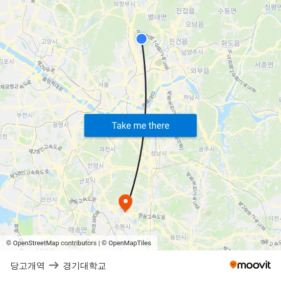 당고개역 to 경기대학교 map