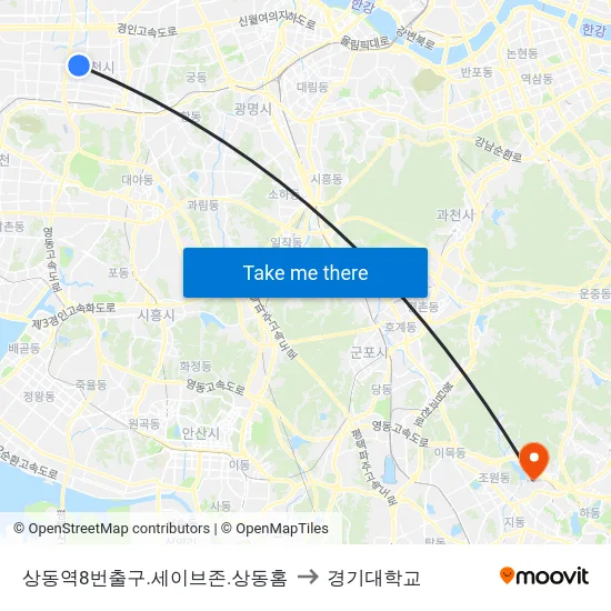 상동역8번출구.세이브존.상동홈 to 경기대학교 map
