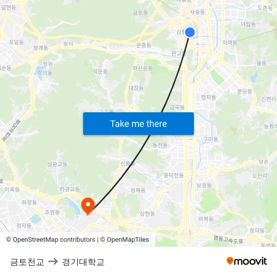 금토천교 to 경기대학교 map