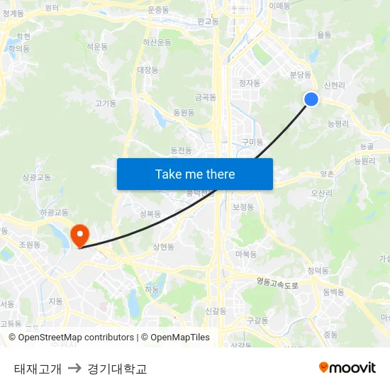 태재고개 to 경기대학교 map