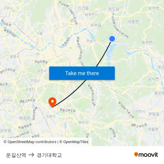 운길산역 to 경기대학교 map