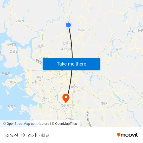 소요산 to 경기대학교 map