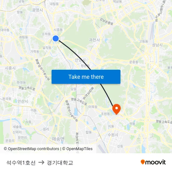 석수역1호선 to 경기대학교 map
