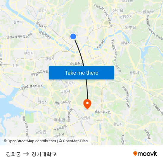 경희궁 to 경기대학교 map