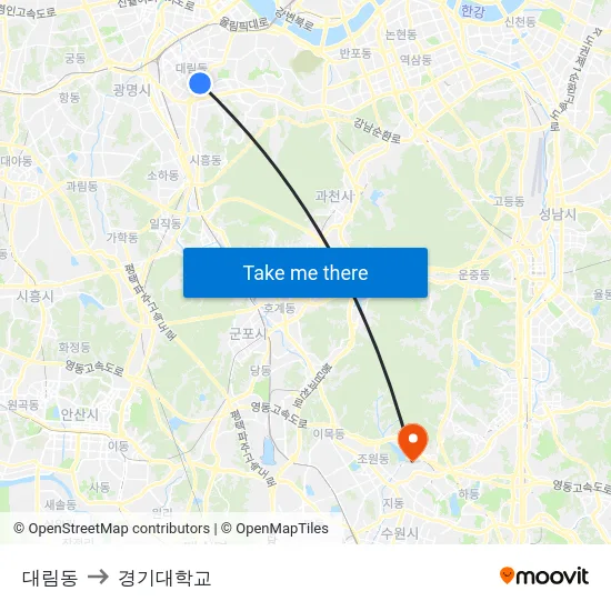 대림동 to 경기대학교 map